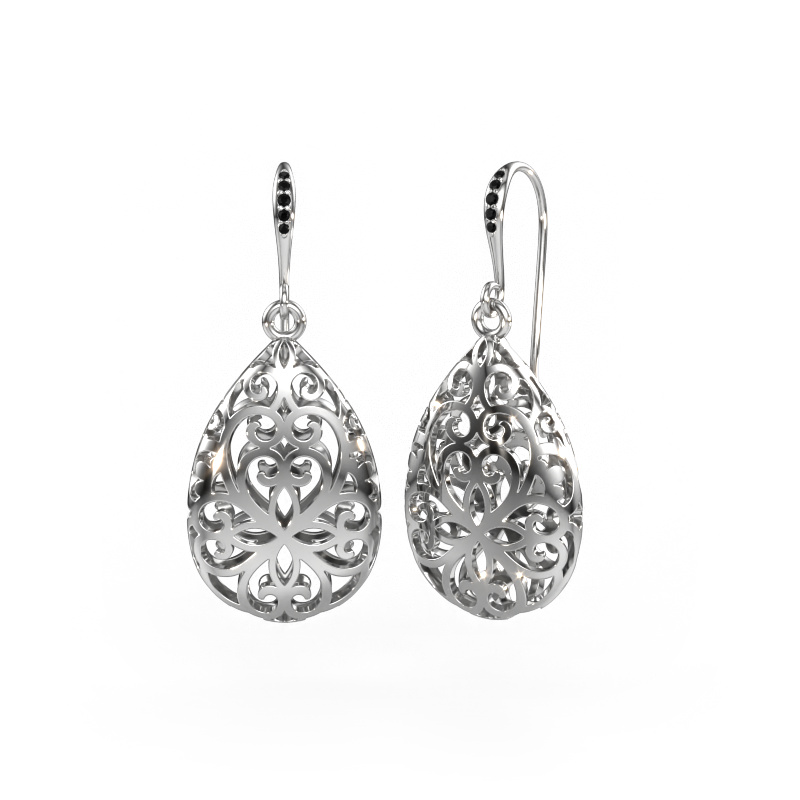 Image of Drop earrings Idalia 1 585 white gold Black diamond 0.04 crt