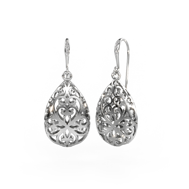 Image of Drop earrings Idalia 1 585 white gold Zirconia 1.1 mm