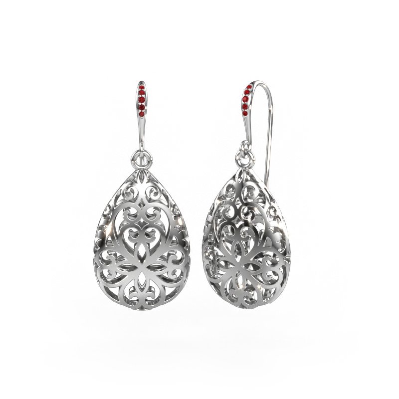 Image of Drop earrings Idalia 1 585 white gold Ruby 1.1 mm
