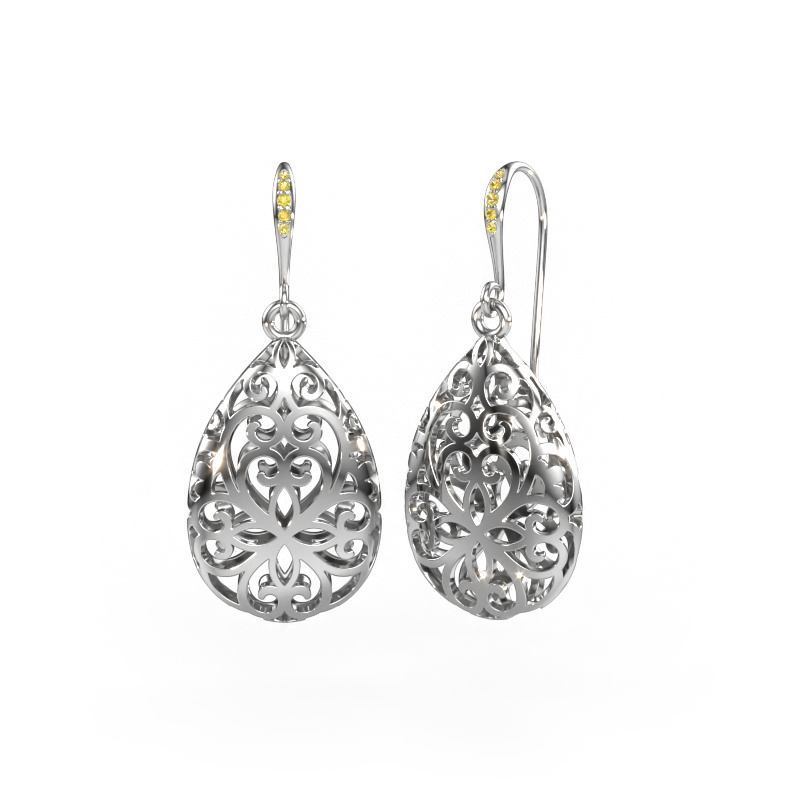 Image de Pendants d'oreilles Idalia 1 585 or blanc Saphir jaune 1.1 mm