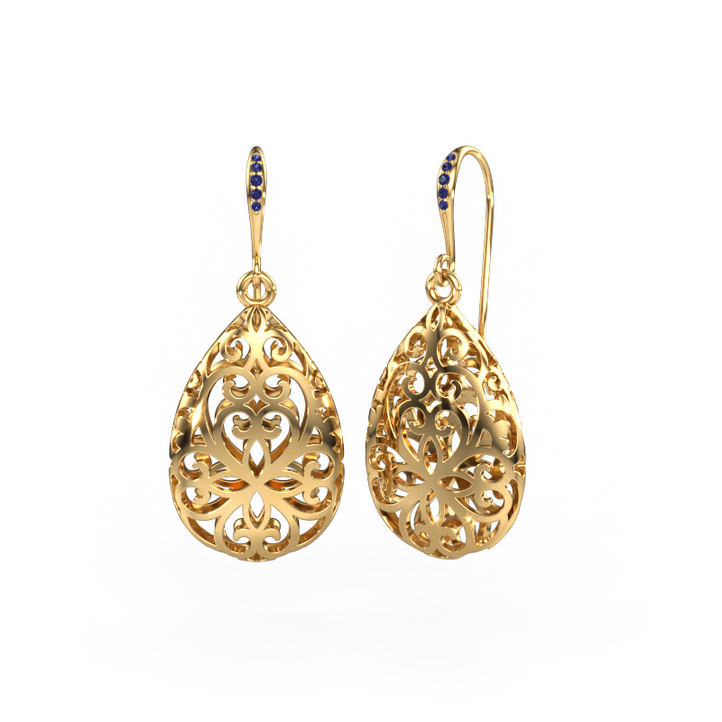 Image of Drop earrings Idalia 1 585 gold Sapphire 1.1 mm