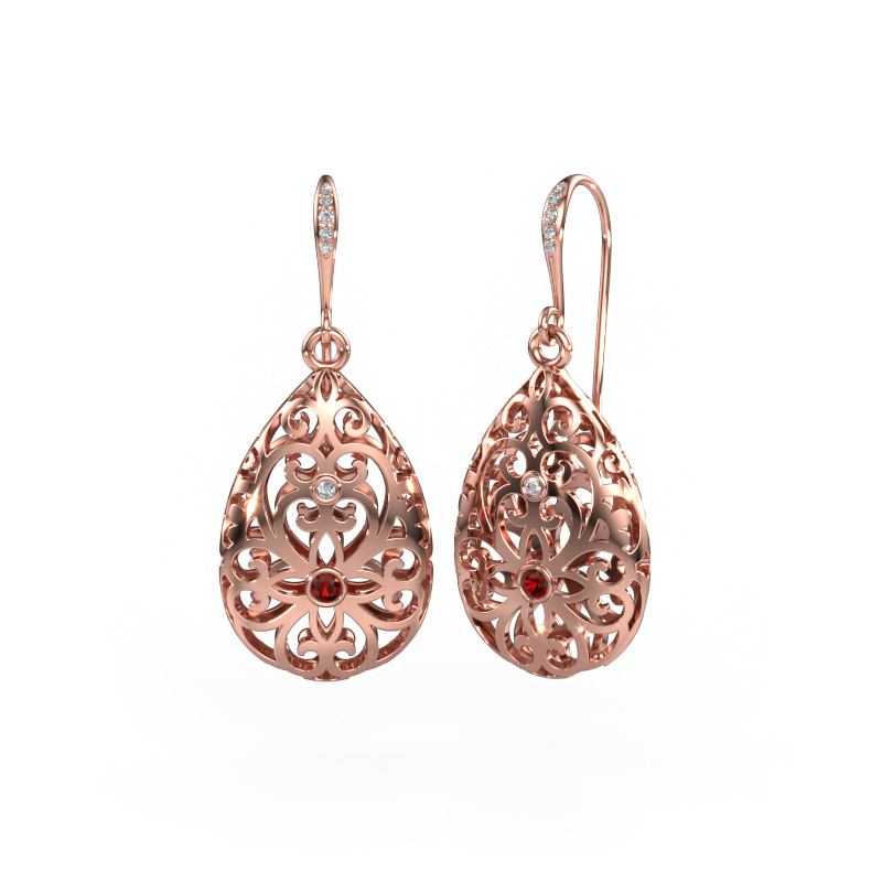 Image of Drop earrings Idalia 2 585 rose gold Garnet 2 mm