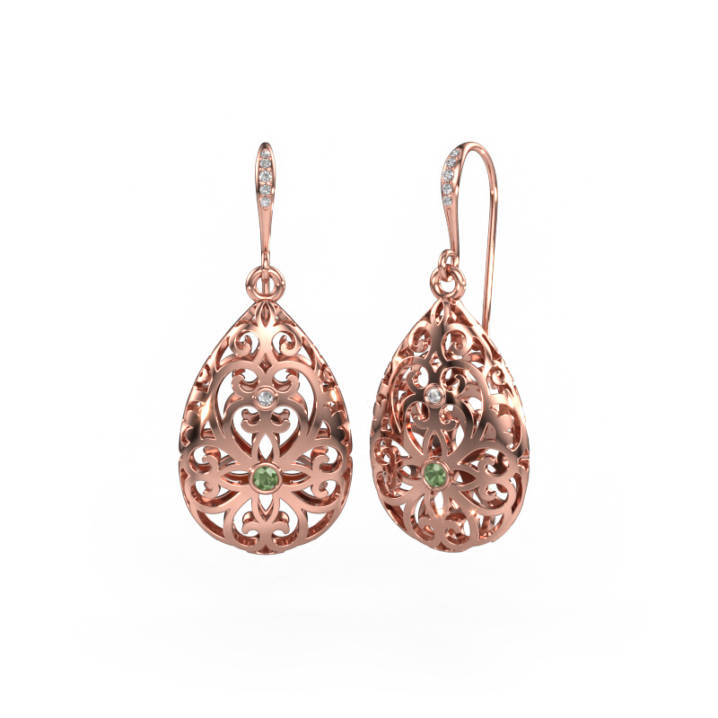 Image de Pendants d'oreilles Idalia 2 585 or rose Vert tourmaline 2 mm