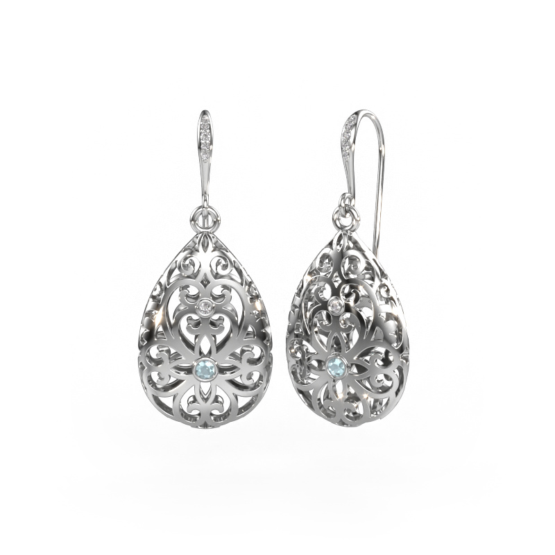 Image of Drop earrings Idalia 2 585 white gold Aquamarine 2 mm