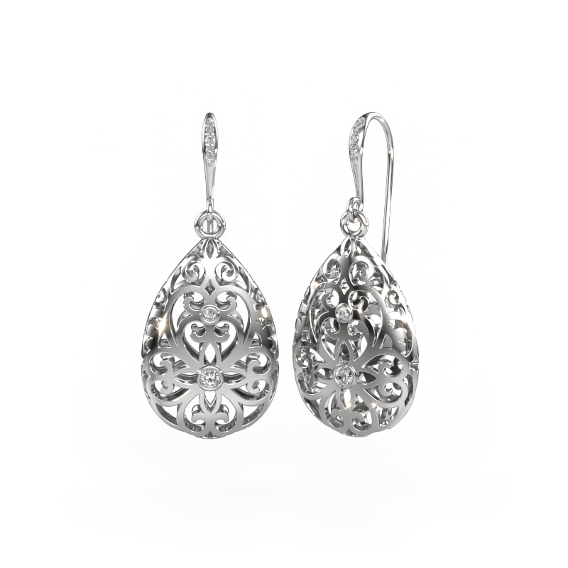 Image of Drop earrings Idalia 2 585 white gold Lab grown diamond 0.105 crt