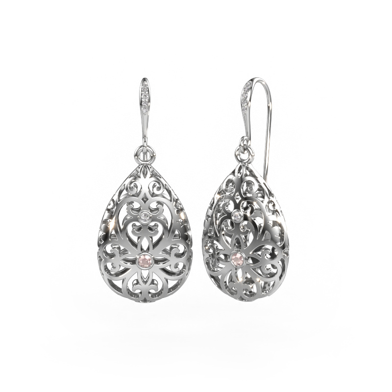 Image of Drop earrings Idalia 2 585 white gold Morganite champagne 2 mm