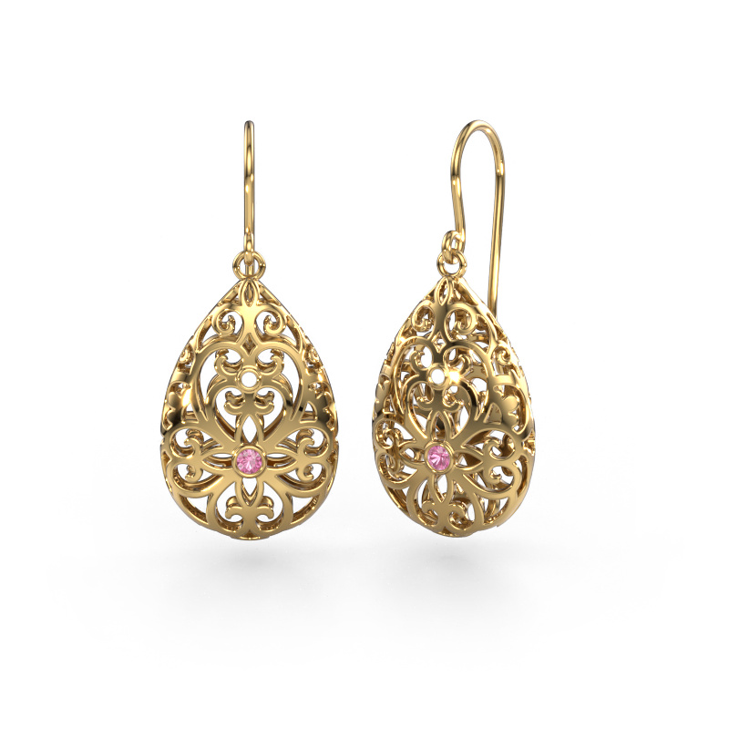 Afbeelding van Oorhangers Idalia 2 585 goud Roze saffier 2 mm