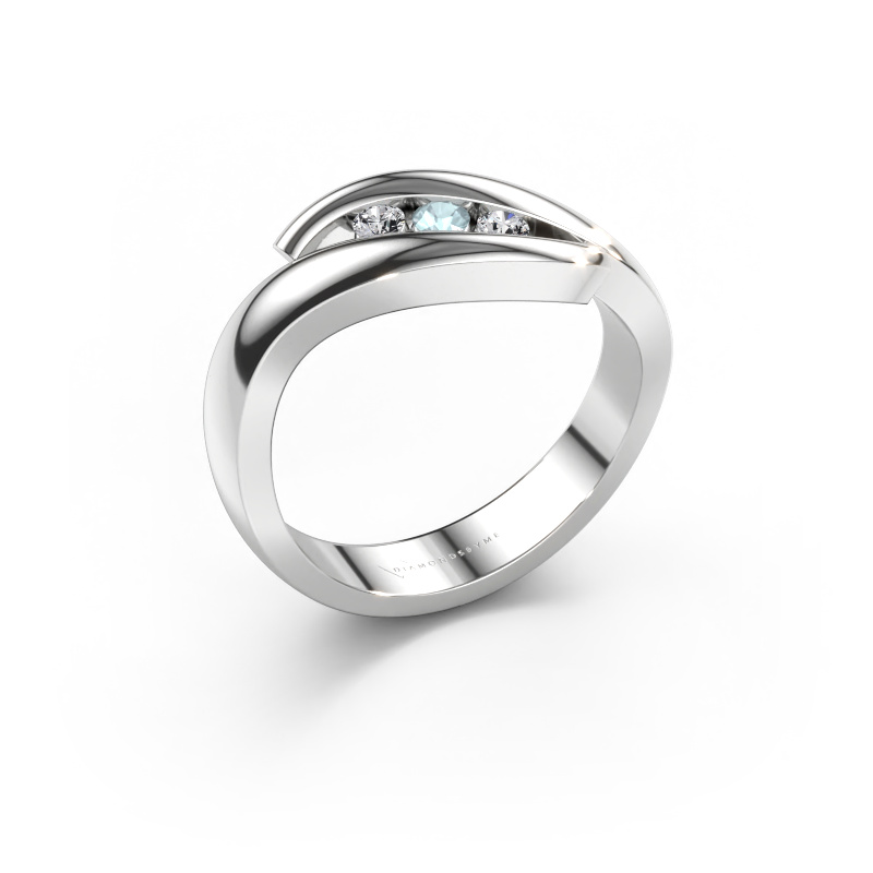 Immagine di Anello Ilene 585 oro bianco Acquamarina 2.4 mm