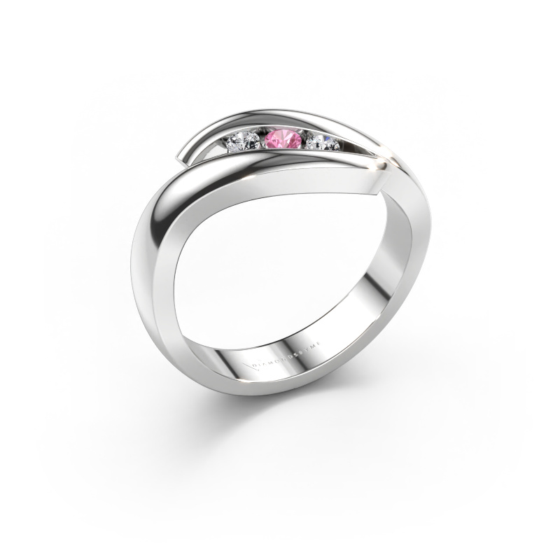 Immagine di Anello Ilene 585 oro bianco Zaffiro rosa 2.4 mm