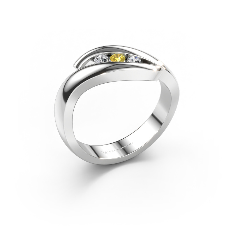 Immagine di Anello Ilene 585 oro bianco Zaffiro giallo 2.4 mm