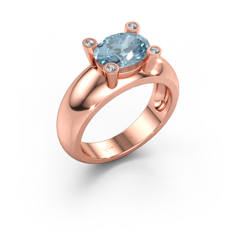 Immagine di Anello Tamara OVL 585 oro rosa Diamante lab grown blu 9x7 mm