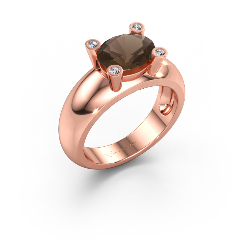 Immagine di Anello Tamara OVL 585 oro rosa Quarzo fumé 9x7 mm