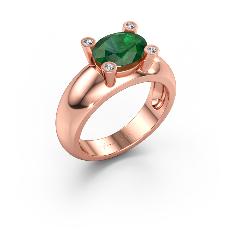 Immagine di Anello Tamara OVL 585 oro rosa Smeraldo 9x7 mm