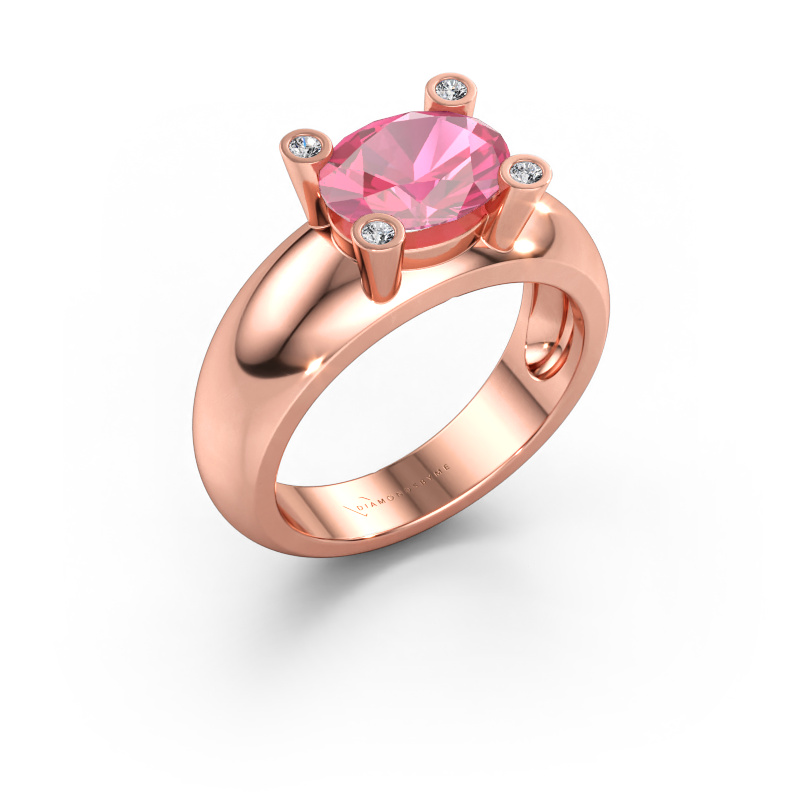 Bild av Ring Tamara OVL 585 roséguld Rosa safir 9x7 mm
