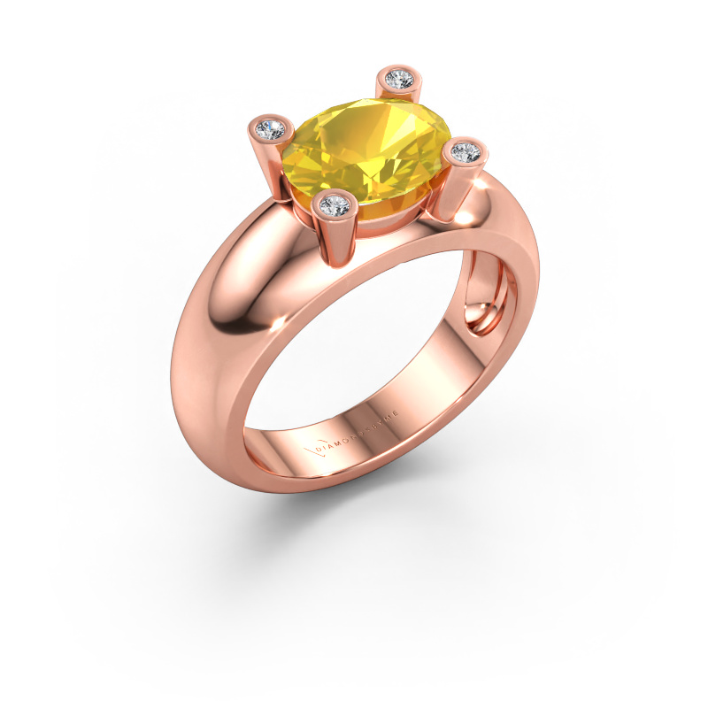 Bild av Ring Tamara OVL 585 roséguld Gul safir 9x7 mm