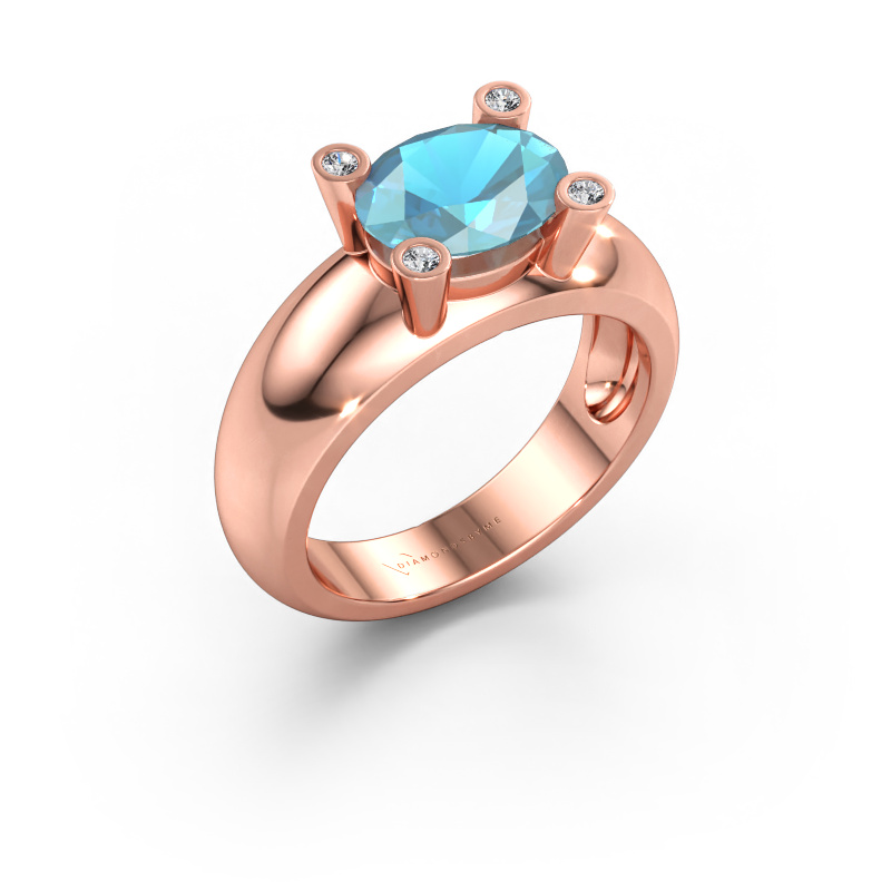 Bild av Ring Tamara OVL 585 roséguld Blå topas 9x7 mm