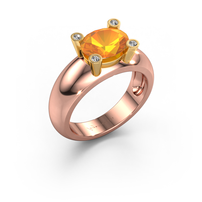 Image of Ring Tamara OVL 585 rose gold Citrin 9x7 mm