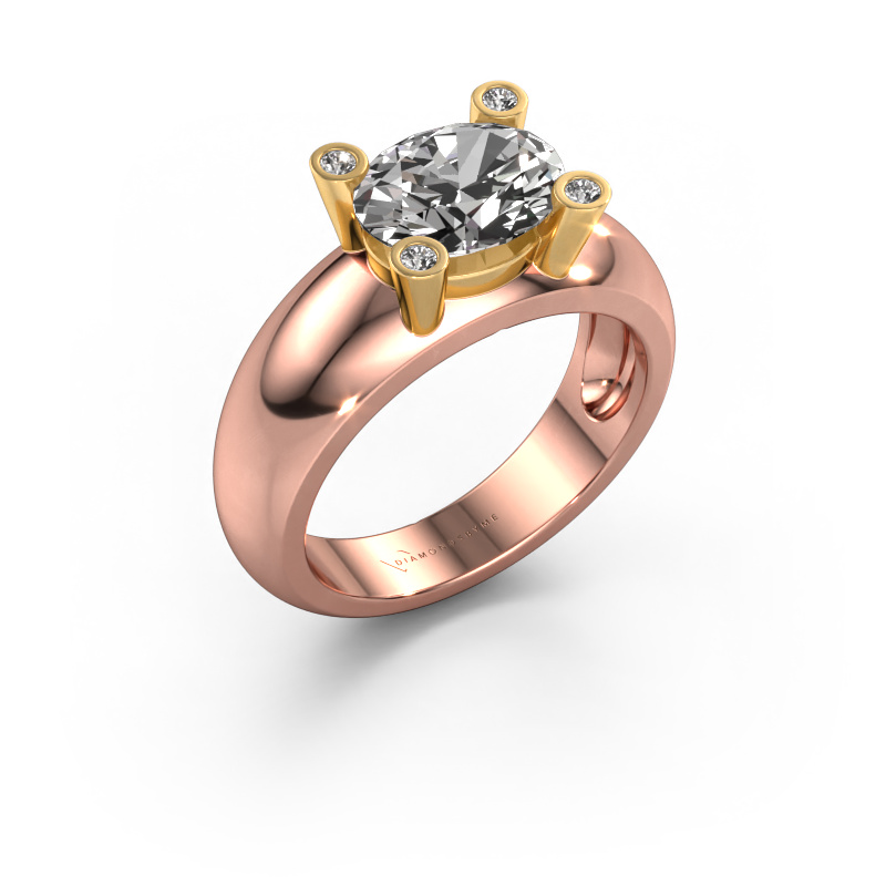 Image of Ring Tamara OVL 585 rose gold Custom diamond 9x7 mm