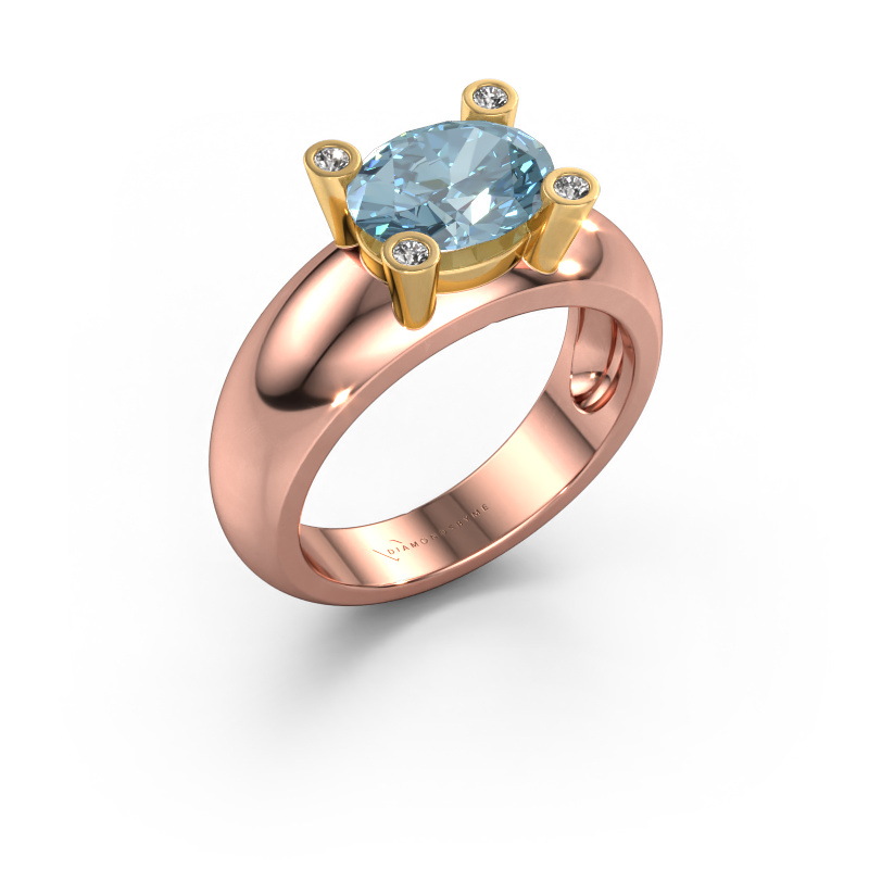 Bild von Ring Tamara OVL 585 Roségold Blauer Labordiamant 9x7 mm