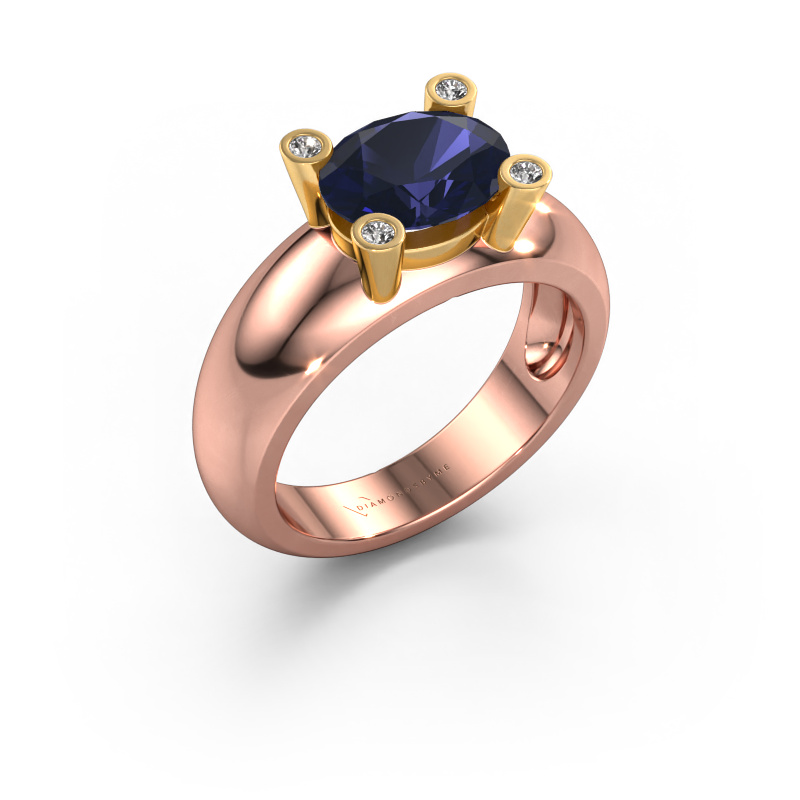 Image of Ring Tamara OVL 585 rose gold Sapphire 9x7 mm