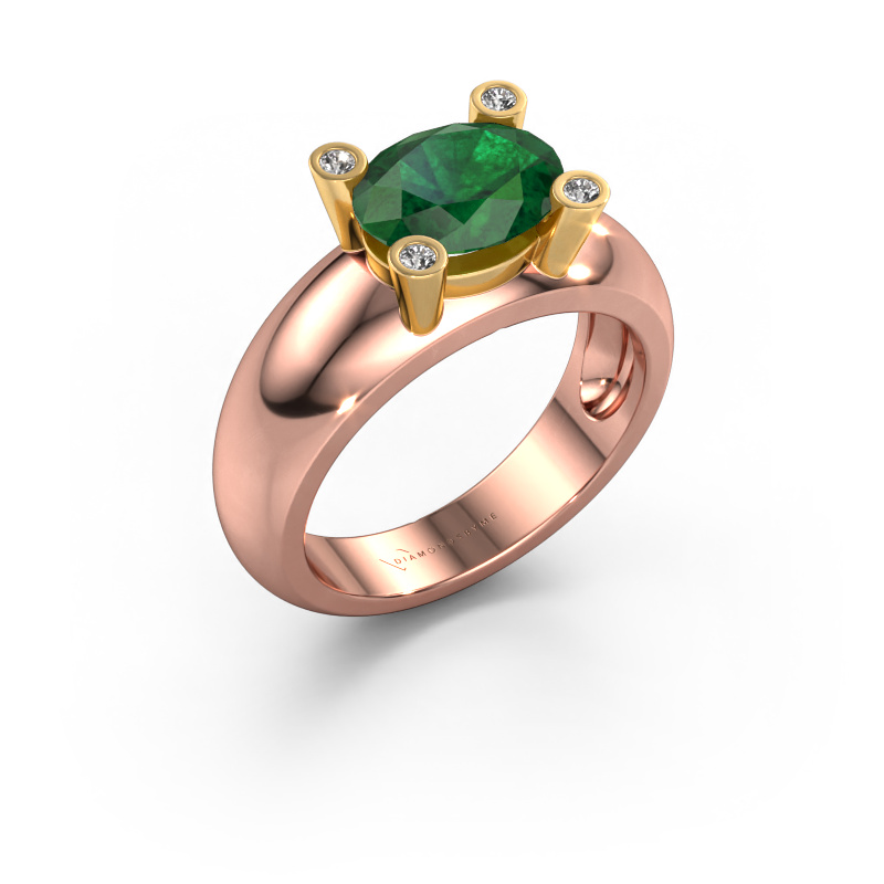 Image of Ring Tamara OVL 585 rose gold Emerald 9x7 mm
