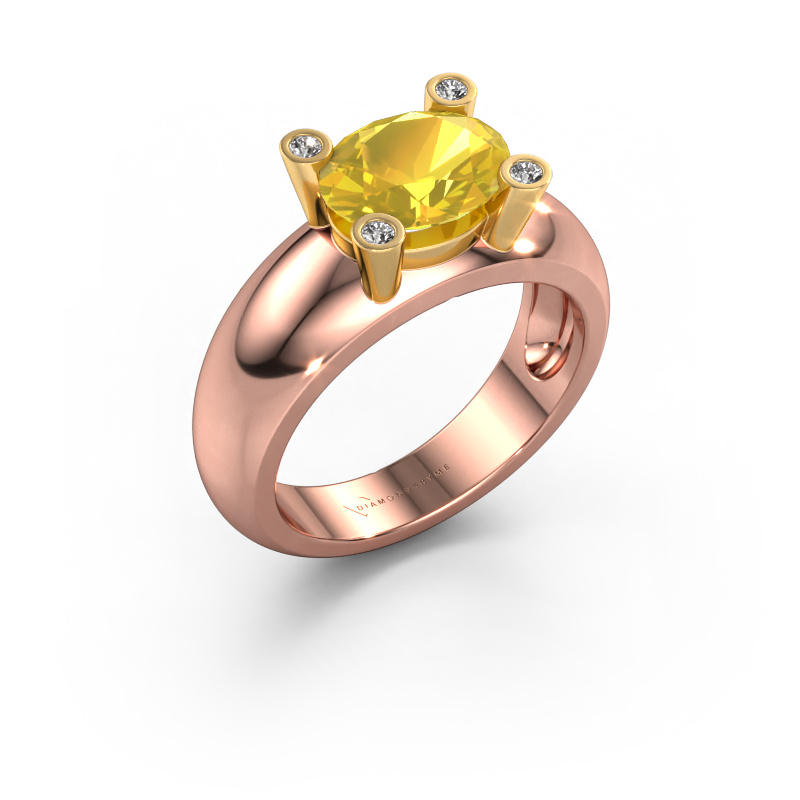 Image of Ring Tamara OVL 585 rose gold Yellow sapphire 9x7 mm
