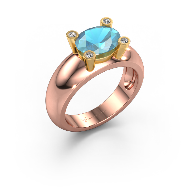 Bild von Ring Tamara OVL 585 Roségold Blau Topas 9x7 mm