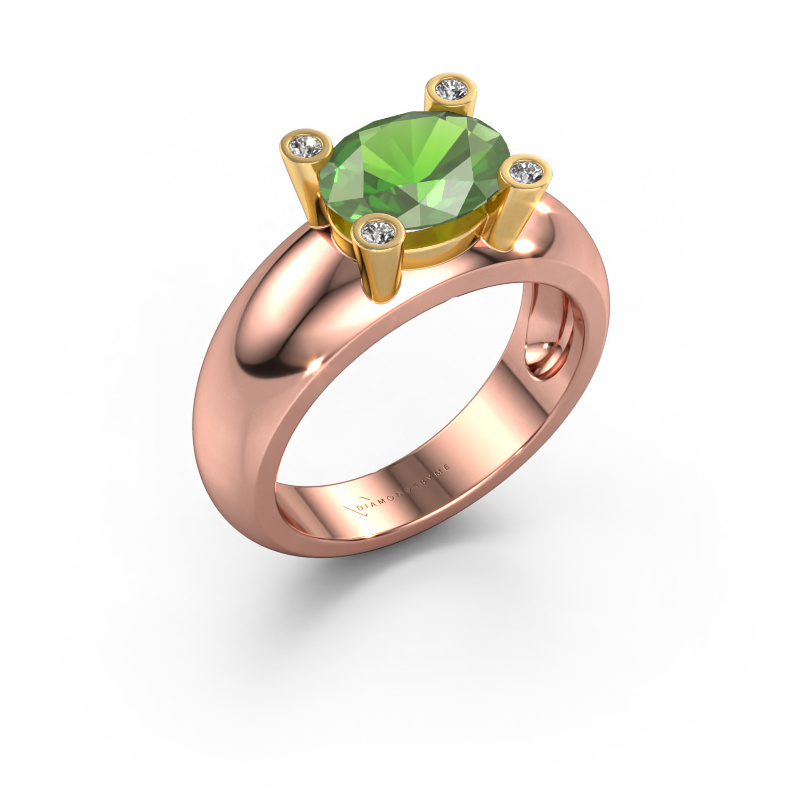 Afbeelding van Ring Tamara OVL 585 rosé goud Toermalijn groen 9x7 mm