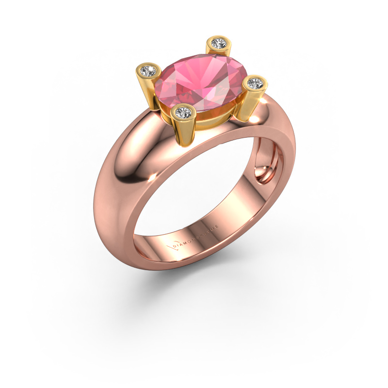 Image de Bague Tamara OVL 585 or rose Rose tourmaline 9x7 mm