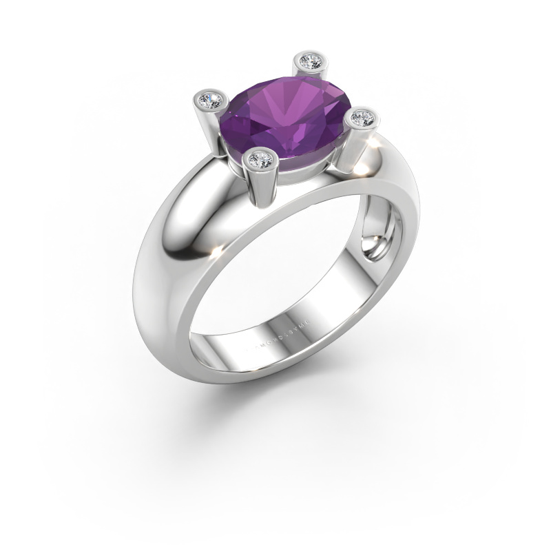 Immagine di Anello Tamara OVL 585 oro bianco Ametista 9x7 mm