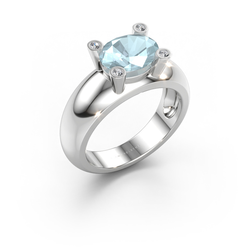 Bild av Ring Tamara OVL 585 vitt guld Akvamarin 9x7 mm