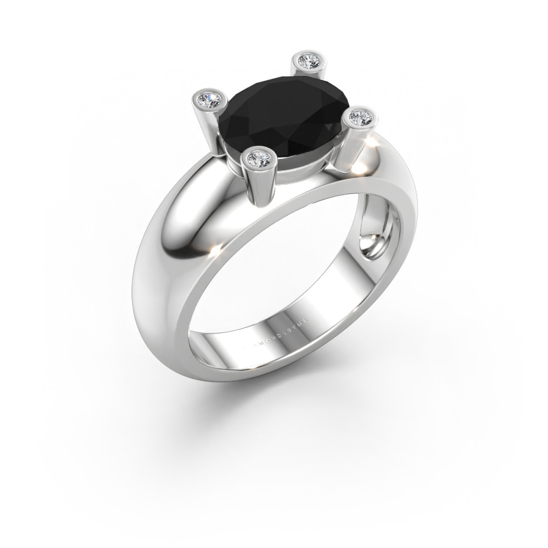 Bild av Ring Tamara OVL 585 vitt guld Svart diamant 2.22 crt