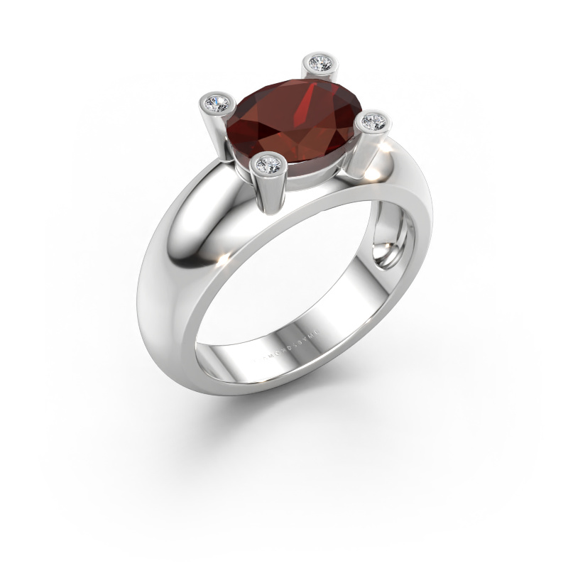 Bild von Ring Tamara OVL 585 Weißgold Granat 9x7 mm