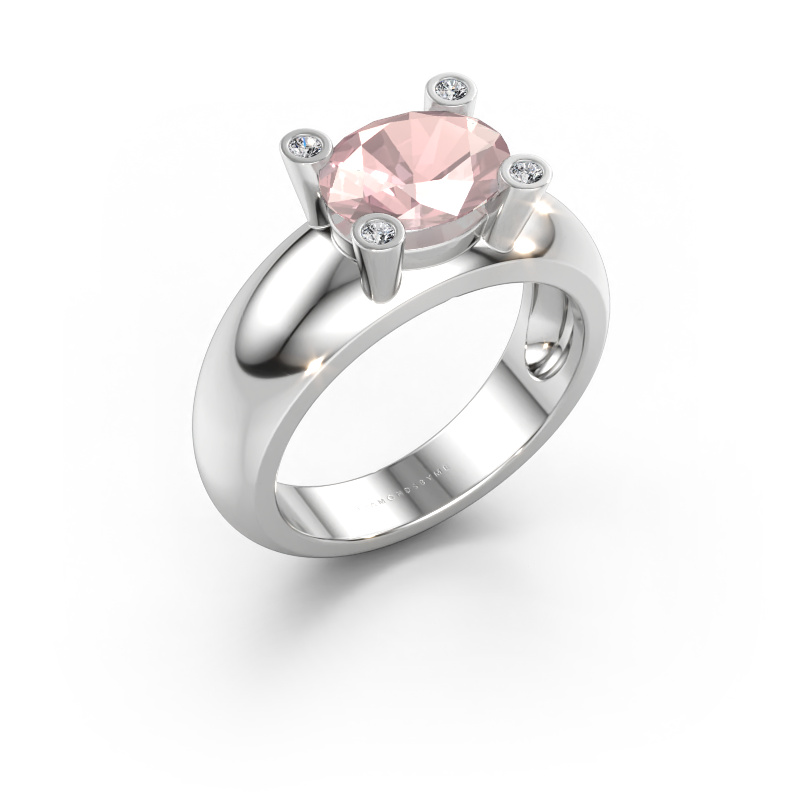 Bild av Ring Tamara OVL 585 vitt guld Champagnefärgad morganit 9x7 mm