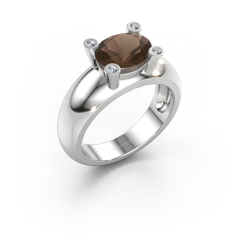 Bild av Ring Tamara OVL 585 vitt guld Rökkvarts 9x7 mm