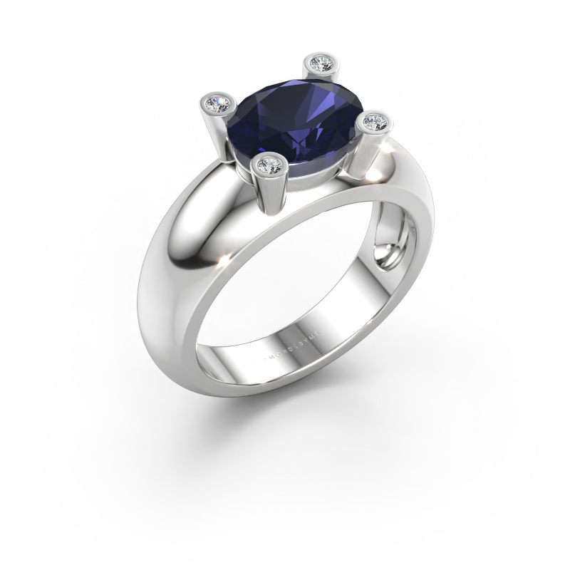 Bild av Ring Tamara OVL 585 vitt guld Safir 9x7 mm