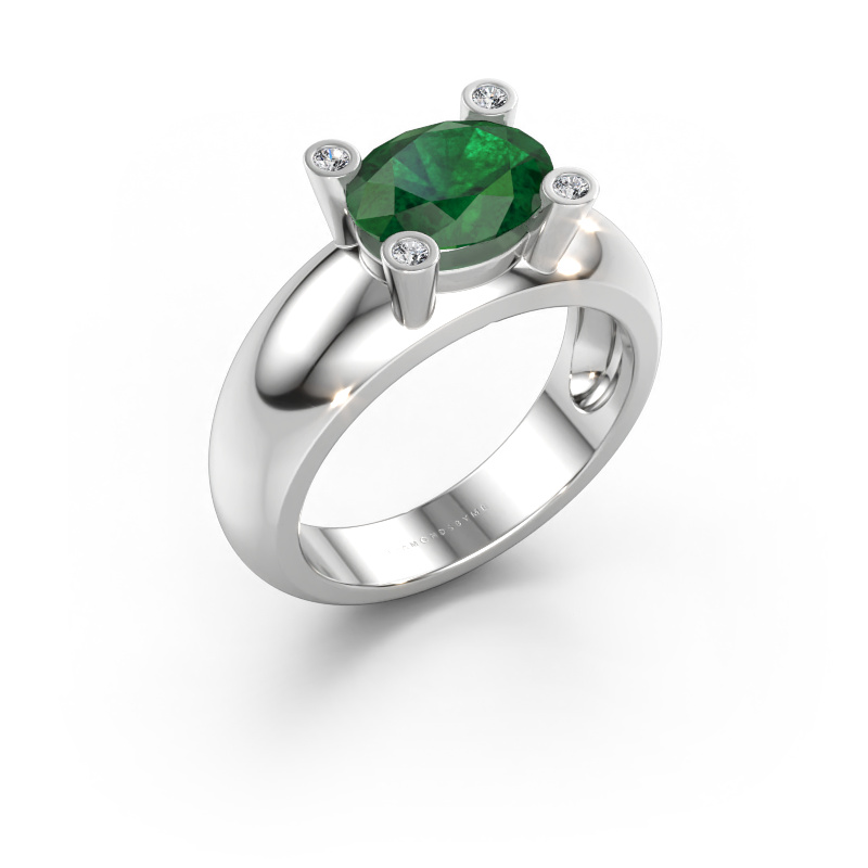 Bild av Ring Tamara OVL 585 vitt guld Smaragd 9x7 mm
