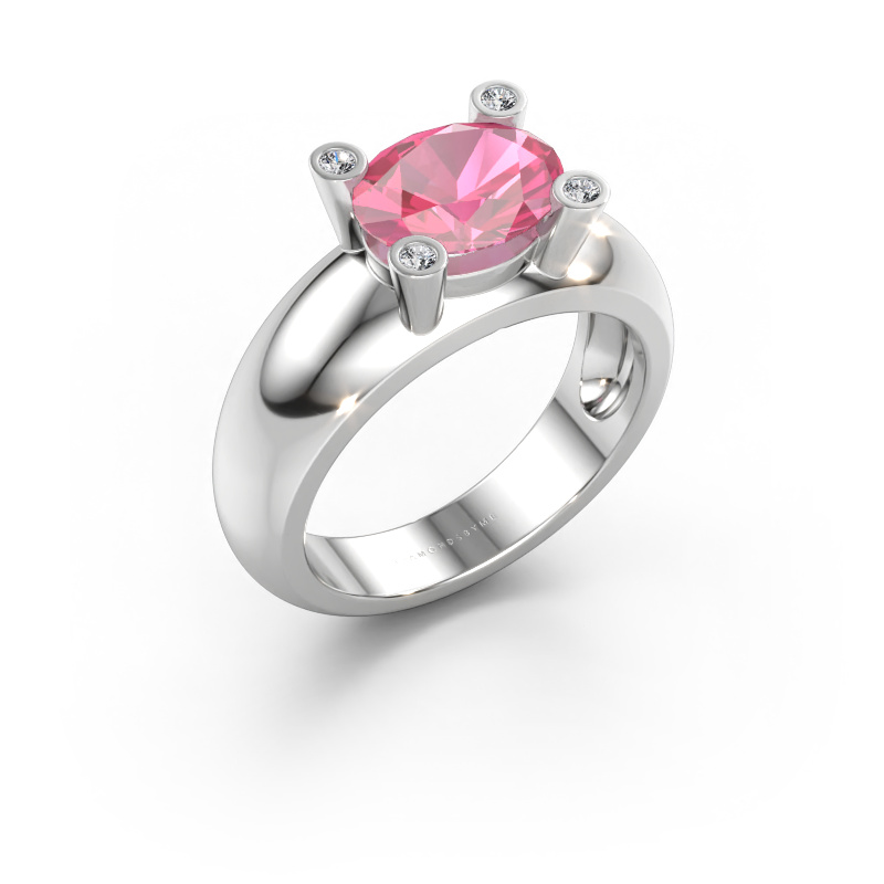 Bild av Ring Tamara OVL 585 vitt guld Rosa safir 9x7 mm