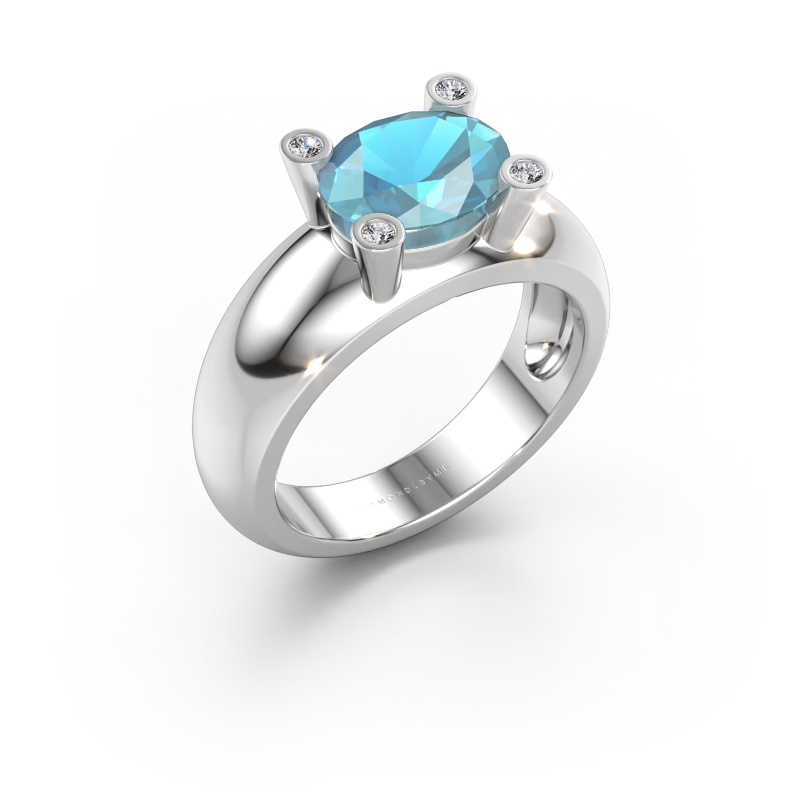 Immagine di Anello Tamara OVL 585 oro bianco Topazio blu 9x7 mm