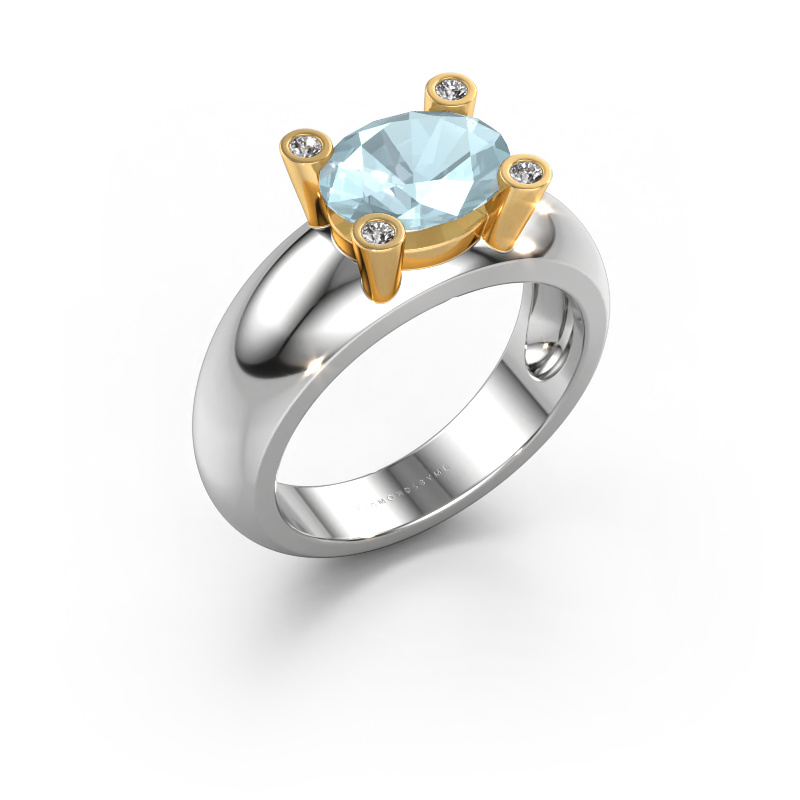 Image of Ring Tamara OVL 585 white gold Aquamarine 9x7 mm