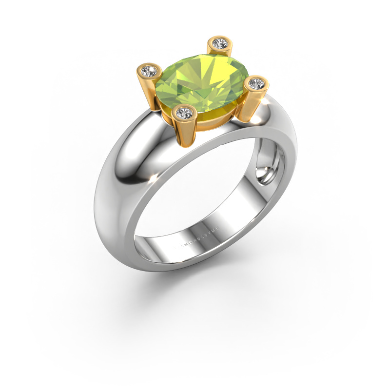 Image of Ring Tamara OVL 585 white gold Peridot 9x7 mm