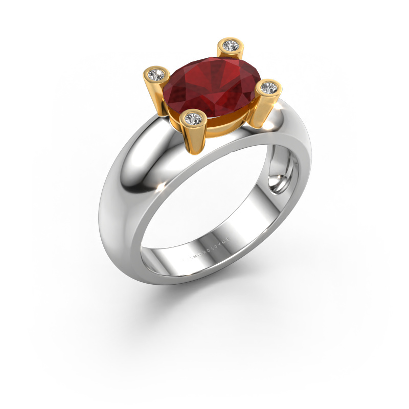 Image of Ring Tamara OVL 585 white gold Ruby 9x7 mm