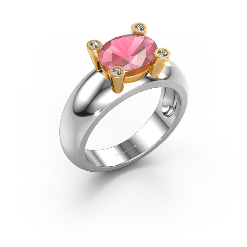 Afbeelding van Ring Tamara OVL 585 witgoud Toermalijn pink 9x7 mm