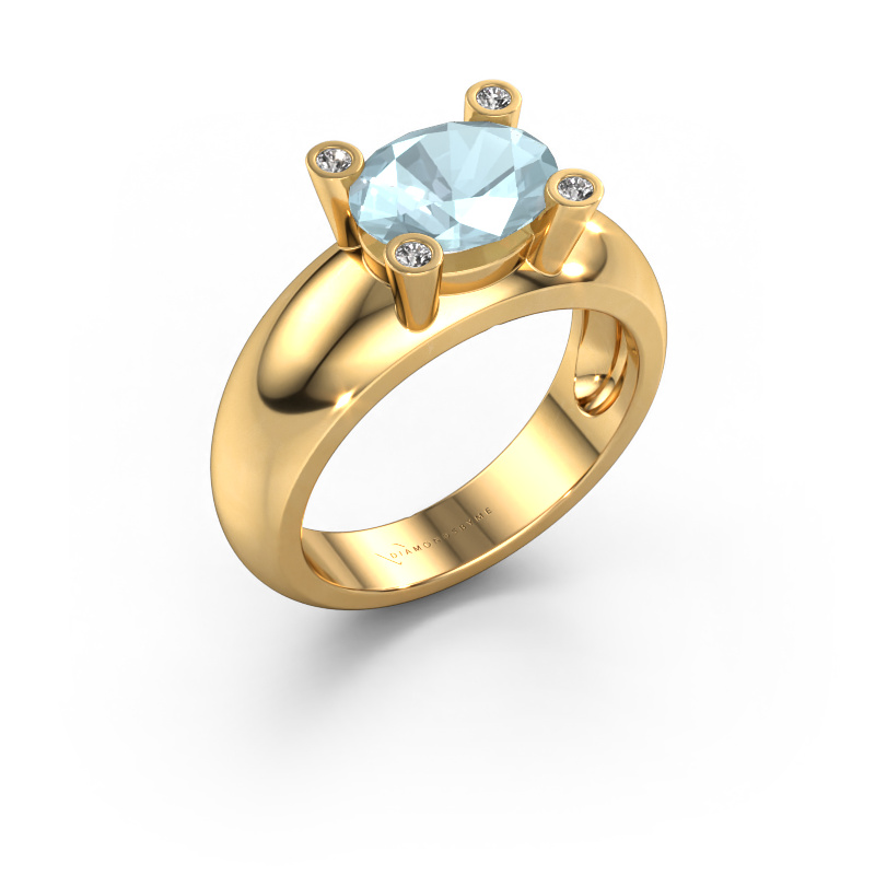Image de Bague Tamara OVL 585 or jaune Aigue-marine 9x7 mm