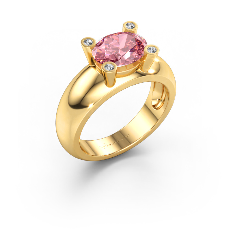 Bild av Ring Tamara OVL 585 gult guld Rosa labbodlad diamant 9x7 mm