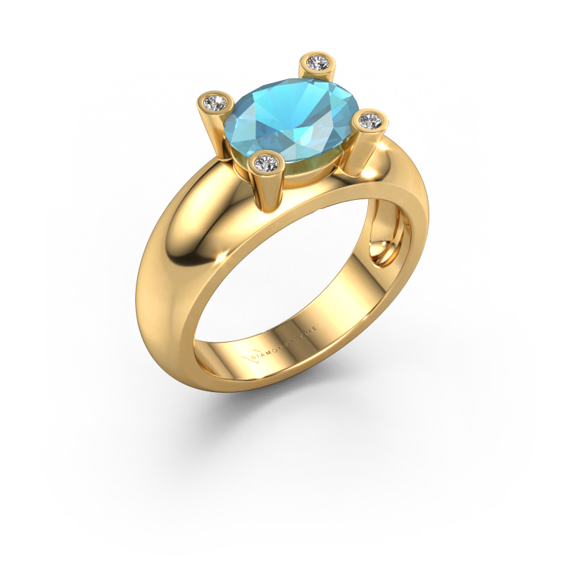 Image of Ring Tamara OVL 585 gold Blue topaz 9x7 mm