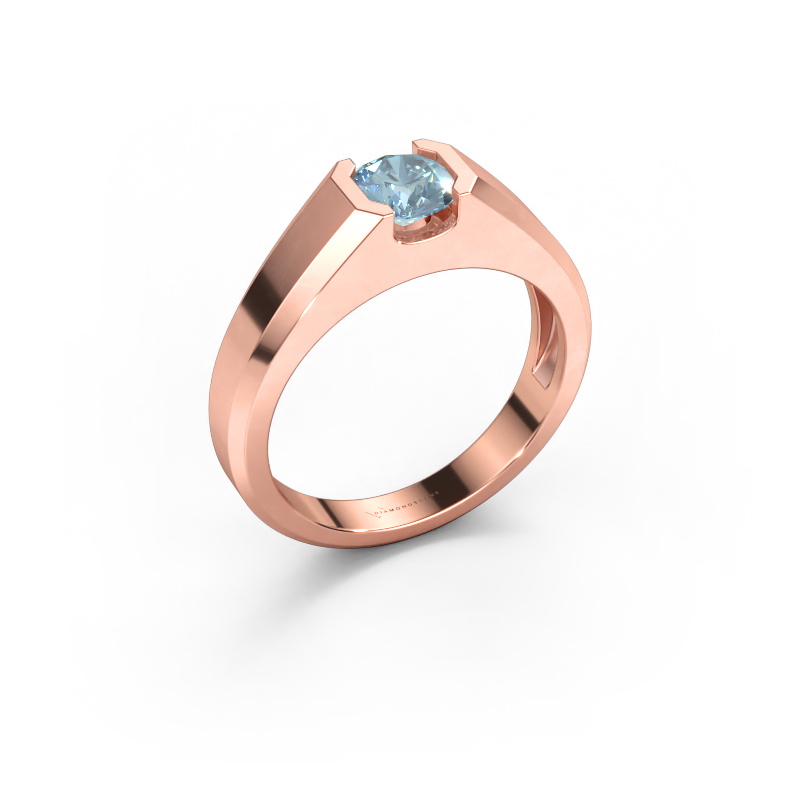 Bild av Herrring Indigo 585 roséguld Blå labbodlad diamant 6 mm