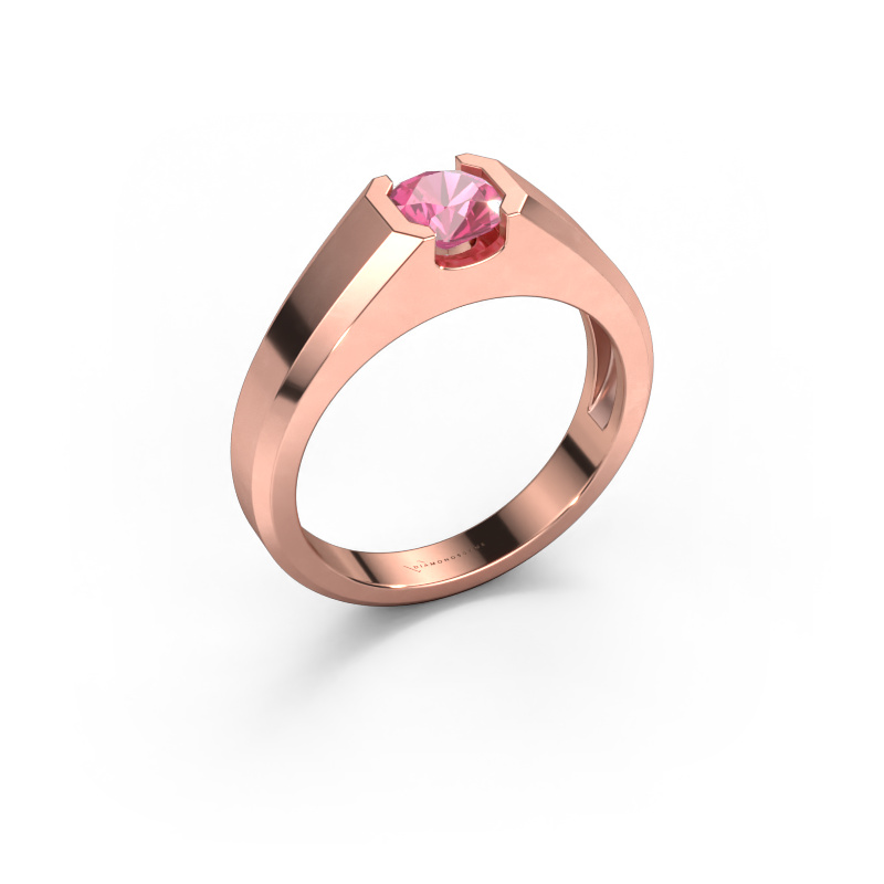 Image of Men's ring Indigo 585 rose gold Pink sapphire 6 mm