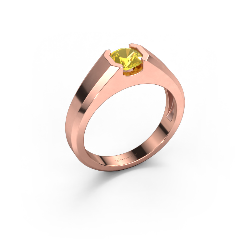 Image of Men's ring Indigo 585 rose gold Yellow sapphire 6 mm