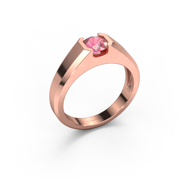 Bild von Herrenring Indigo 585 Roségold Turmalin rosa 6 mm
